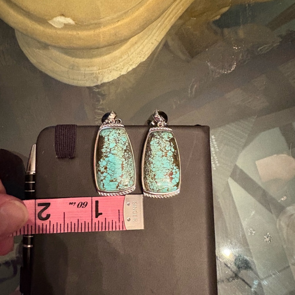 Turquoise and black onyx earrings - Picture 5 of 5